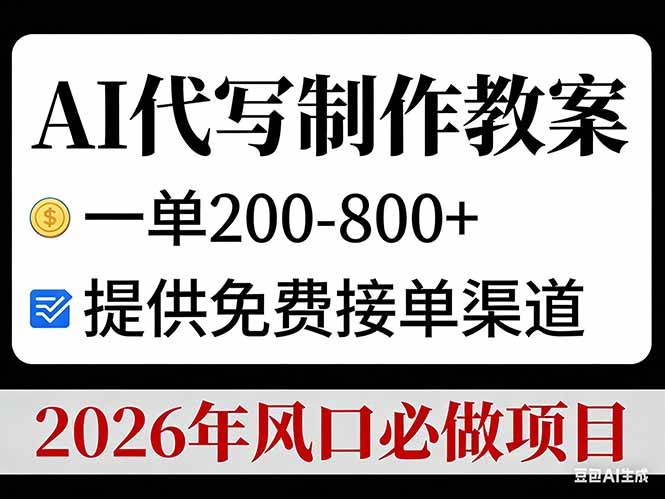（17096期）AI代写制作教案，一单200-800+，提供免费接单渠道，2026年风口必做项目-九才资源网