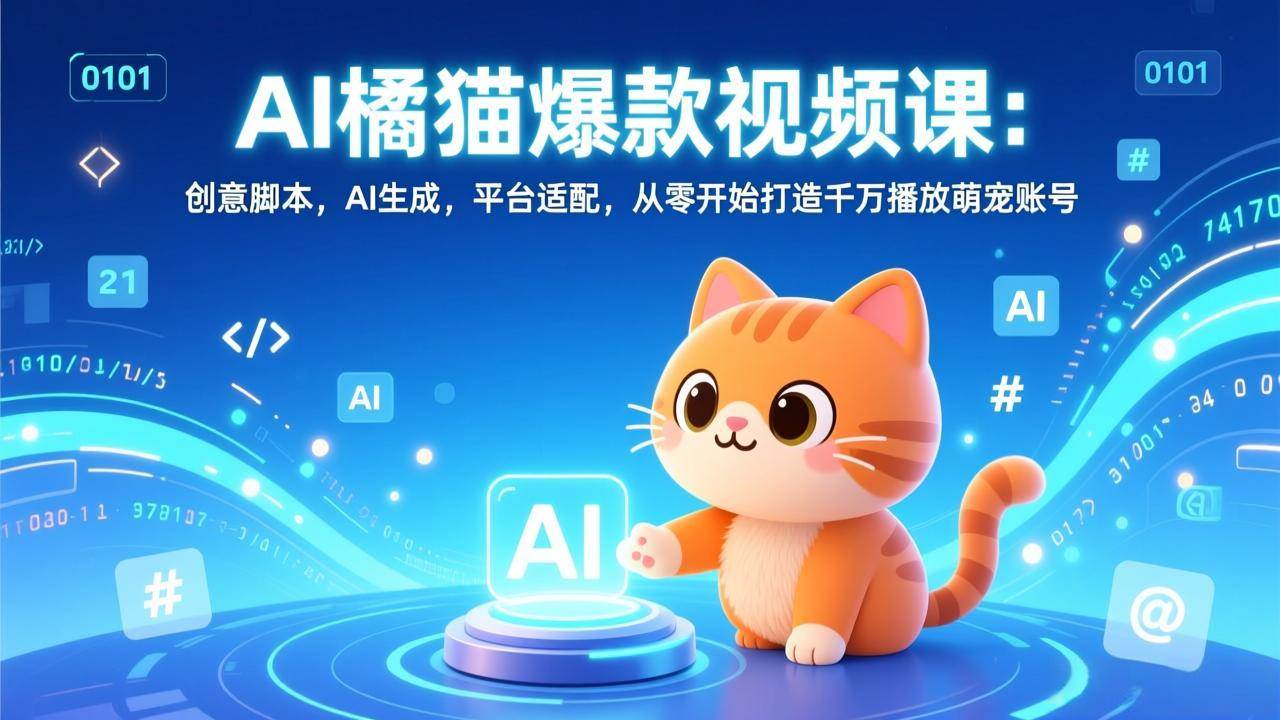 （17091期）AI橘猫爆款视频课：创意脚本，AI生成，平台适配，从零开始打造千万播放萌宠账号-九才资源网