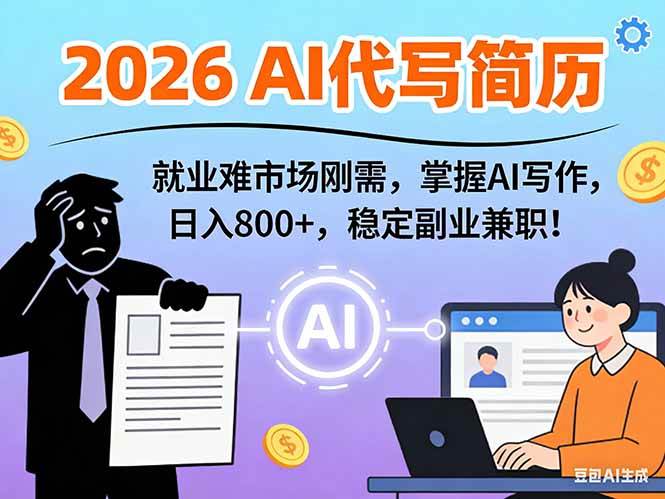（17119期）AI代写简历，超暴利，用万能模板月入1-3万实战教程，2026年市场刚需！-九才资源网