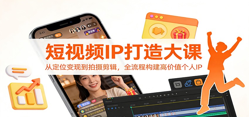 短视频IP打造大课：从定位变现到拍摄剪辑，全流程构建高价值个人IP-九才资源网